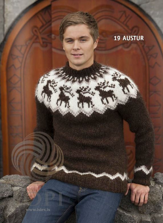 Icelandic sweaters and products - Austur (East) Mens Wool Sweater Brown Tailor Made - NordicStore