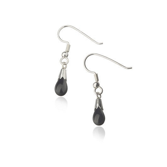 Icelandic sweaters and products - Black lava tear earrings - Silver wire Jewelry - NordicStore