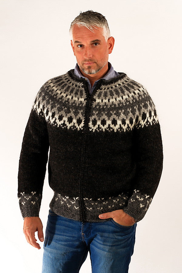 Icelandic sweaters and products - Skipper Wool Cardigan Black Wool Sweaters - NordicStore