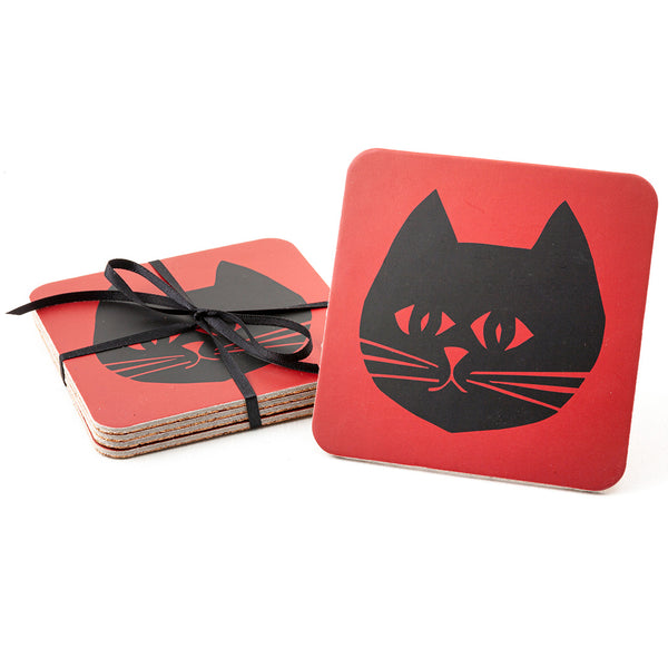 Yule Cat 4 pack Coster