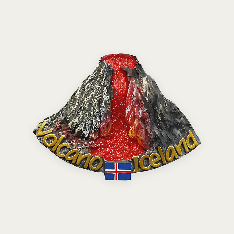 Magnet Volcano ICELAND w. red glitter