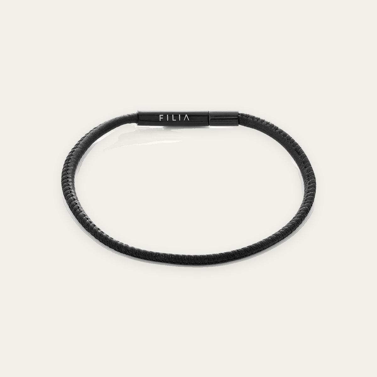 FILIA - BLACK LEATHER CHARM BRACELET