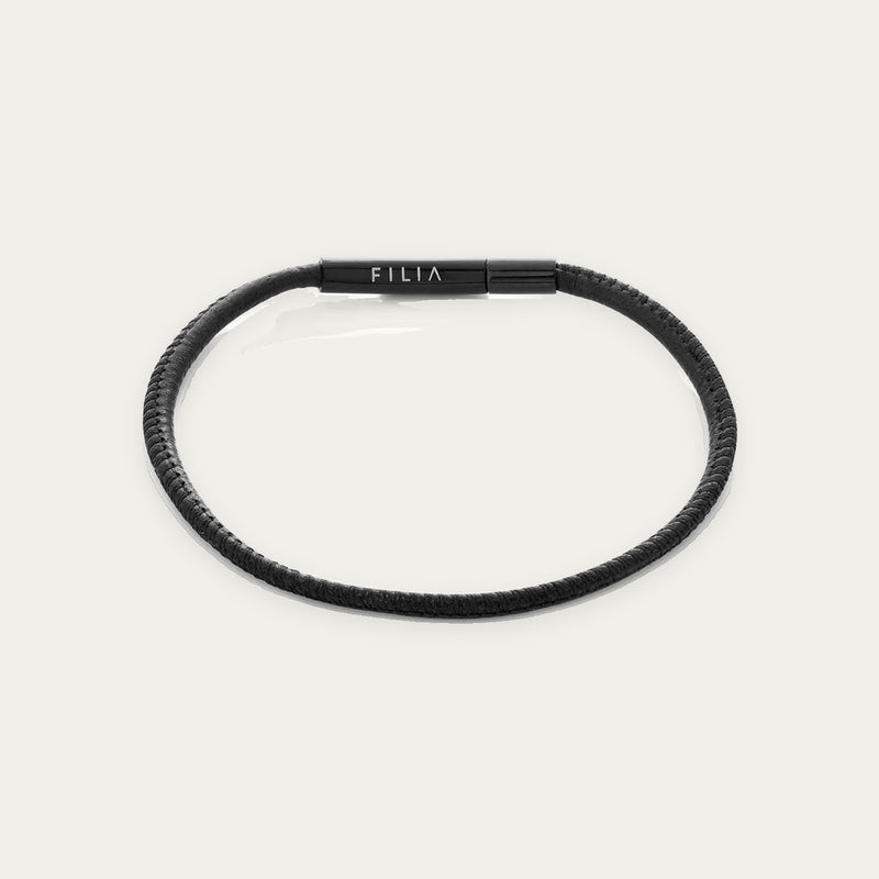 FILIA - BLACK LEATHER CHARM BRACELET
