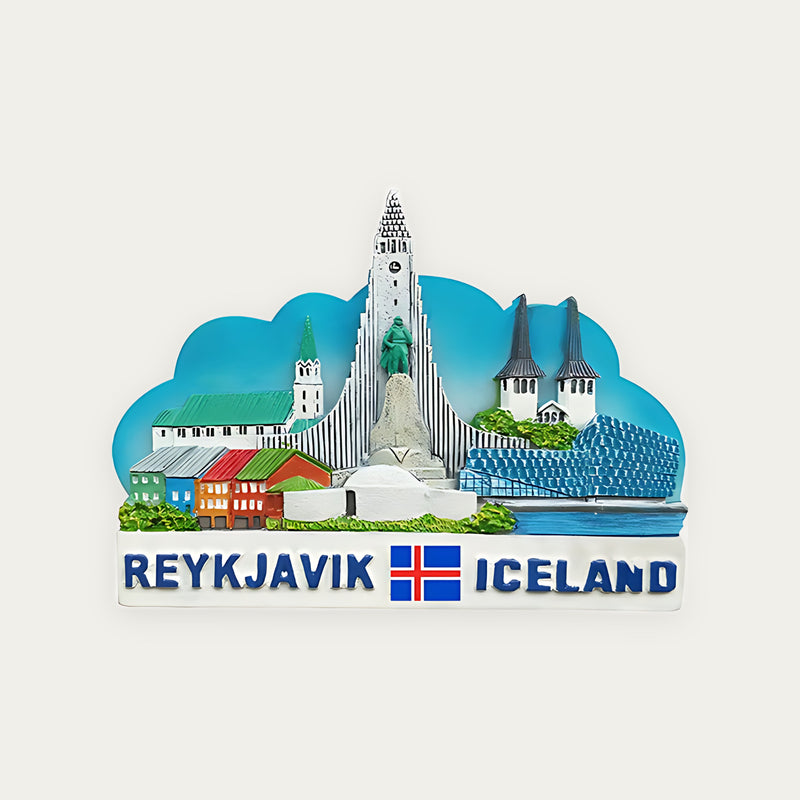 Magnet Skyline REYKJAVIK white background