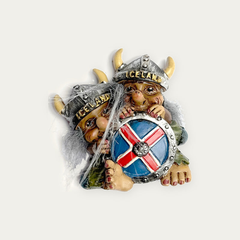 Magnet Vikingtroll behind shield ICELAND