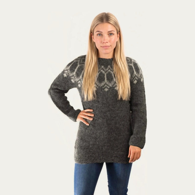 Tight Fit Wool Pullover Dark Grey