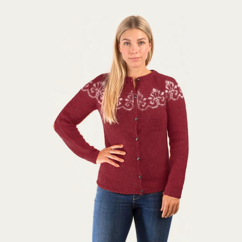 Hruni Wool Cardigan Dark red