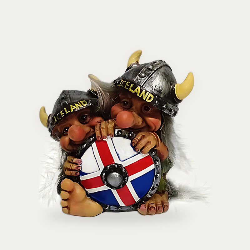 Viking trolls behind shield ICELAND 6 cm