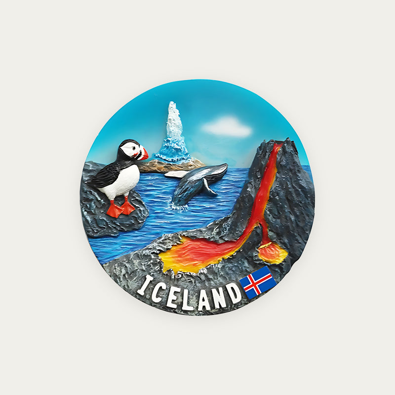 Magnet Round ICELAND/puffin