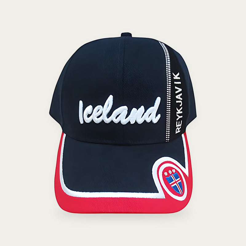 Cap navy with vecro flagshield w rhinestone REYKJAVIK/ICELAND
