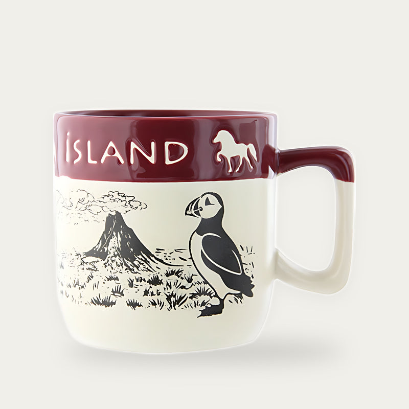 Mug Two tone Iceland Puffin/horse/volcano