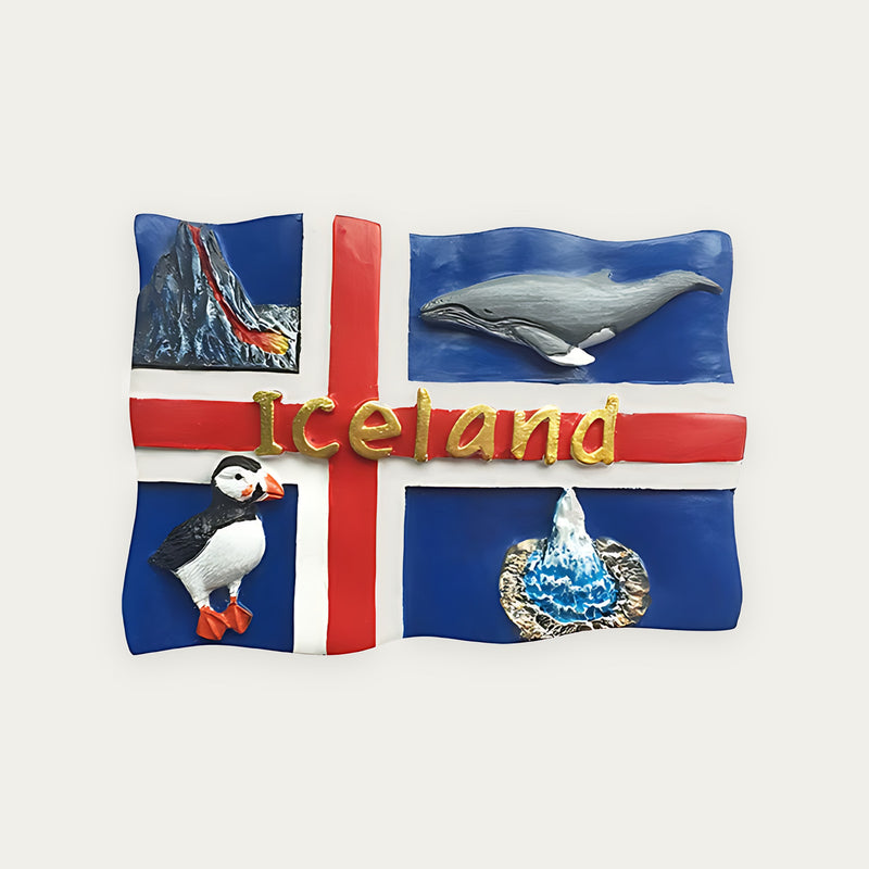 Magnet flag ICELAND/puffin/whale