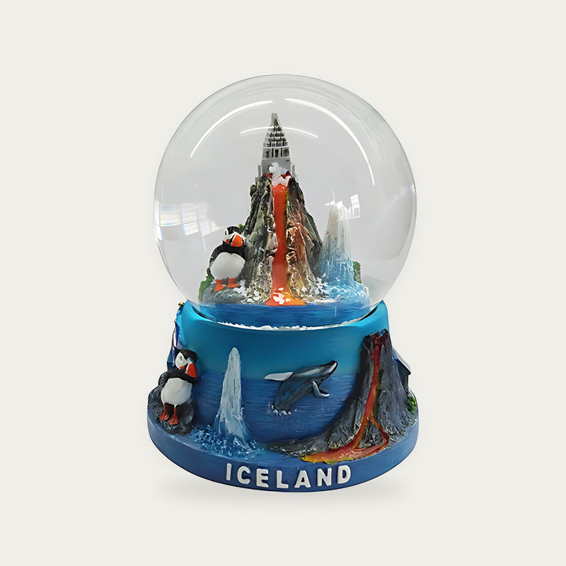 Snowglobe Volcano/geiser/hallgrimskirkja/puffin 45 mm