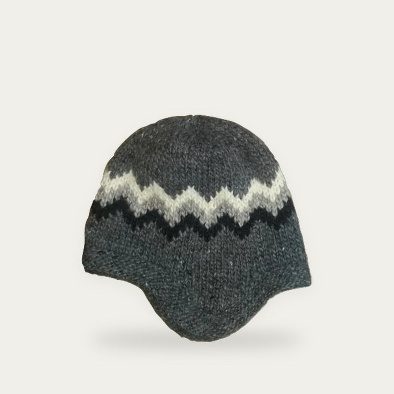 Wool Hat with Earflaps Beige & Brown