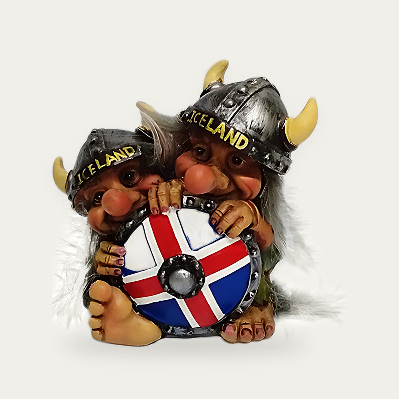 Vikingatroll behind shield ICELAND 9 cm
