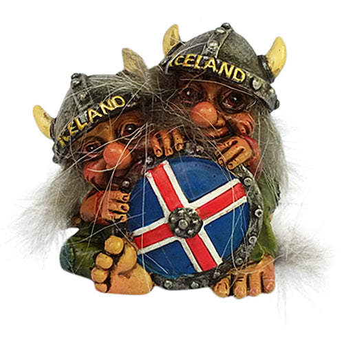 Viking trolls behind shield ICELAND 6 cm