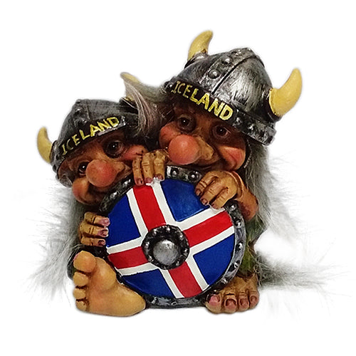 Vikingatroll behind shield ICELAND 9 cm