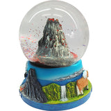 Snowglobe Volcano with red glitter 45 mm