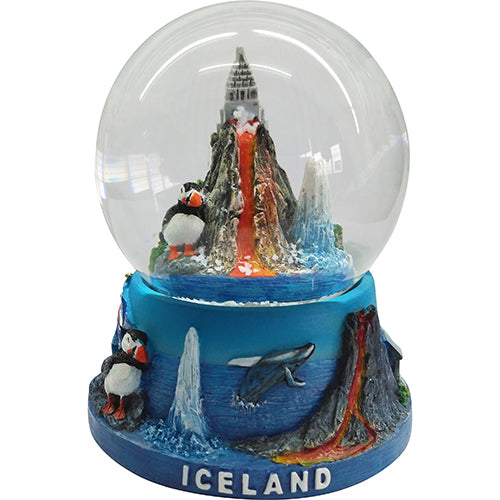 Snowglobe Volcano/geiser/hallgrimskirkja/puffin 65 mm
