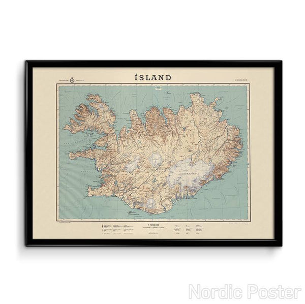 Map of Iceland from 1944