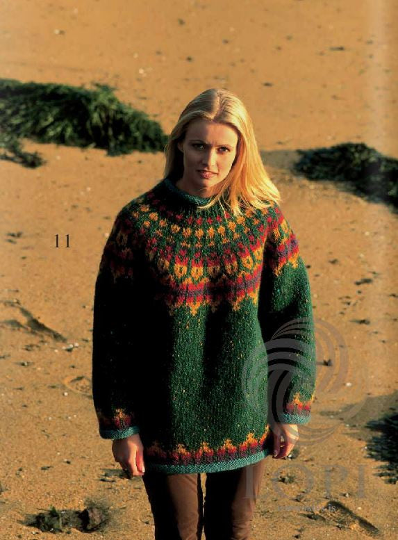 Icelandic sweaters and products - Fjara (Beach) Women Wool Sweater Green Tailor Made - NordicStore