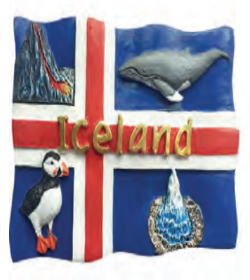 Magnet flag ICELAND/puffin/whale