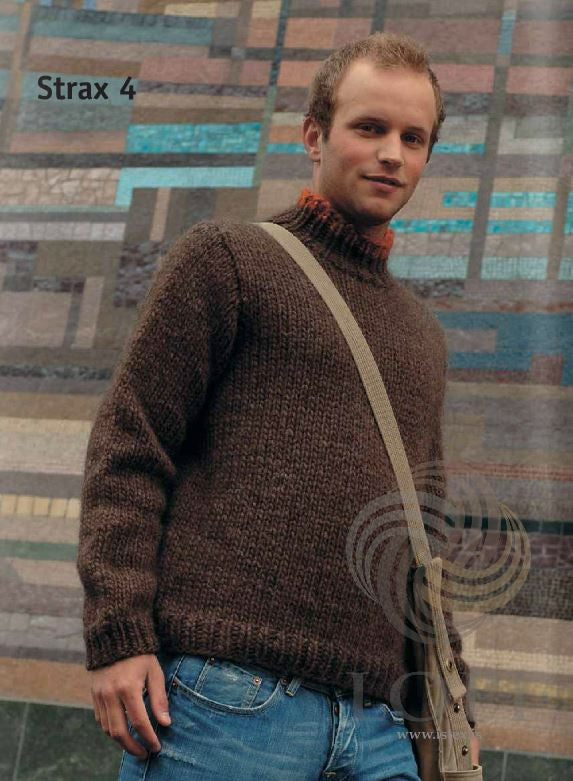 Icelandic sweaters and products - Strax Mens Wool Sweater Brown Tailor Made - NordicStore