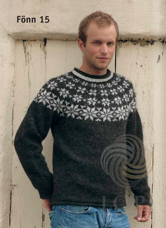 Icelandic sweaters and products - Fönn Mens Wool Sweater Black Tailor Made - NordicStore