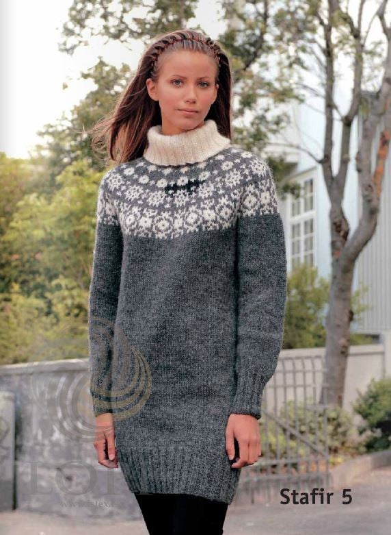 Icelandic sweaters and products - Stafir (Letters) Women Wool Sweater Grey Tailor Made - NordicStore