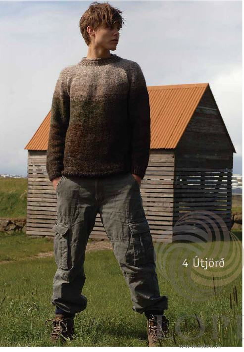 Icelandic sweaters and products - Útjörð (Earth) Mens Wool Sweater Brown Tailor Made - NordicStore
