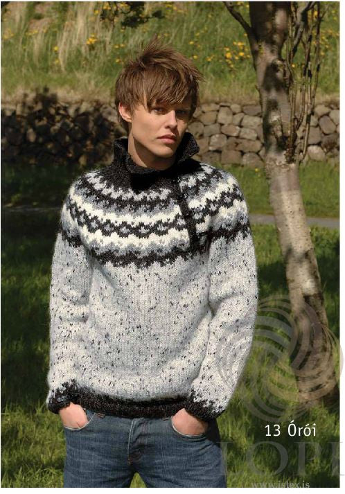Icelandic sweaters and products - Órói (Disturbance) Mens Wool Sweater Grey Tailor Made - NordicStore