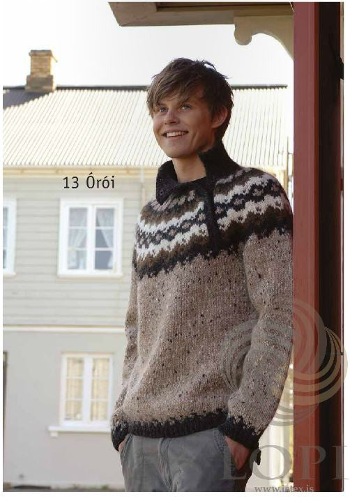 Icelandic sweaters and products - Órói (Disturbance) Mens Wool Sweater Brown Tailor Made - NordicStore