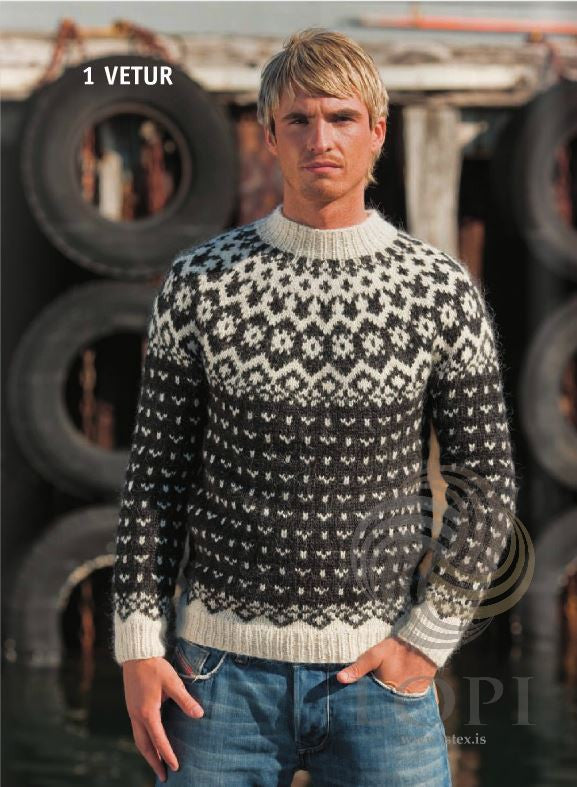 Icelandic sweaters and products - Vetur (Winter) Mens Wool Sweater Black Tailor Made - NordicStore