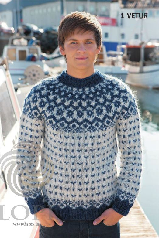 Icelandic sweaters and products - Vetur (Winter) Mens Wool Sweater Blue Tailor Made - NordicStore