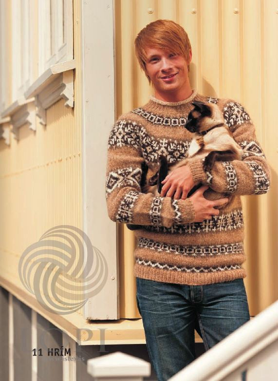 Icelandic sweaters and products - Hrím Mens Wool Sweater Brown Tailor Made - NordicStore