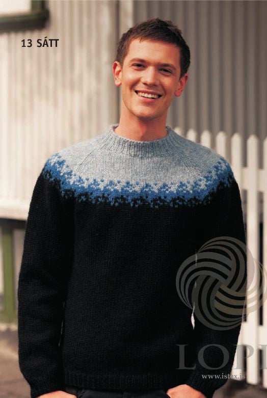 Icelandic sweaters and products - Sátt (Truse) Mens Wool Sweater Black Tailor Made - NordicStore