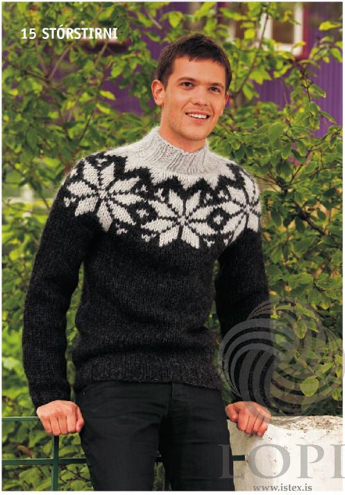Icelandic sweaters and products - Stórstirni Mens Wool Sweater Black Tailor Made - NordicStore