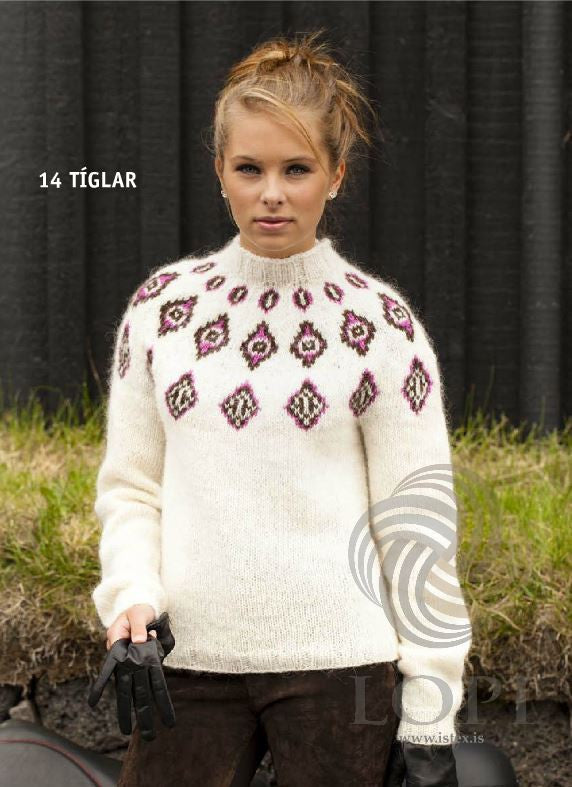 Icelandic sweaters and products - Tíglar (Clubs) Women Wool Sweater White Tailor Made - NordicStore