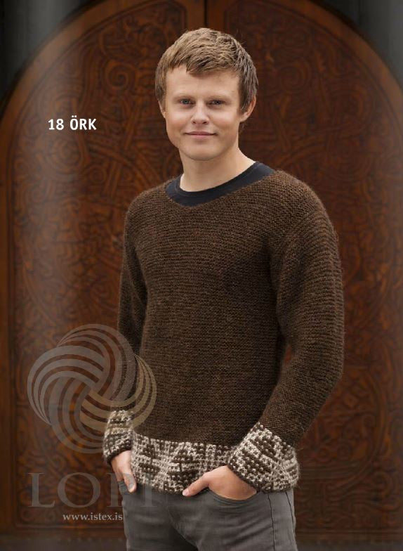 Icelandic sweaters and products - Örk (Ark) Mens Wool Sweater Brown Tailor Made - NordicStore