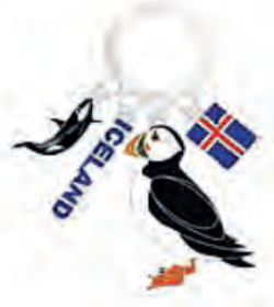 Keyring Whale/Iceland/Puffin/Flag