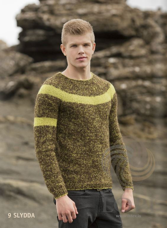 Icelandic sweaters and products - Slydda (Sleet) Mens Wool Sweater Brown Tailor Made - NordicStore