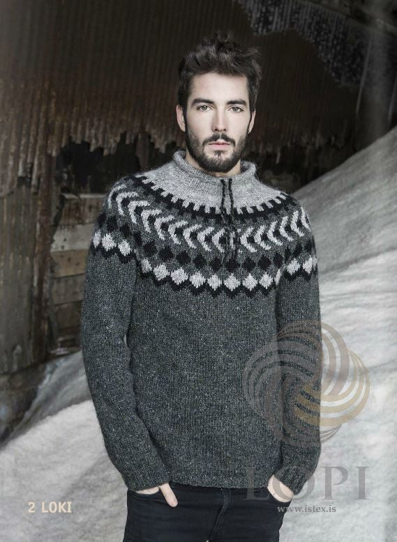 Icelandic sweaters and products - Loki Mens Wool Sweater Grey Tailor Made - NordicStore