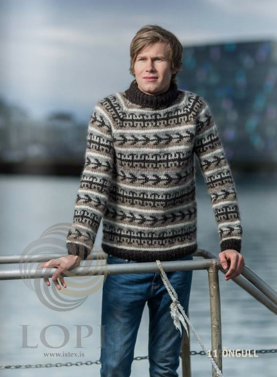 Icelandic sweaters and products - Öngull Mens Wool Sweater Brown Tailor Made - NordicStore