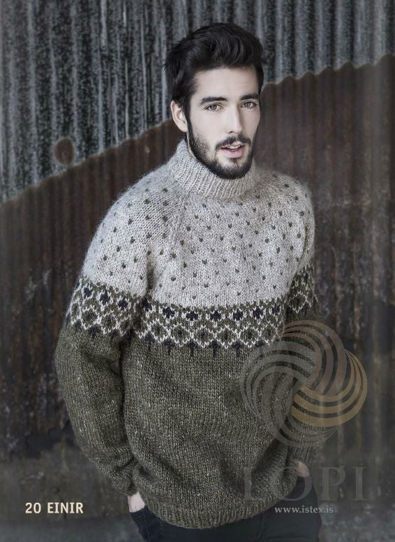Icelandic sweaters and products - Einir Mens Wool Sweater Green Tailor Made - NordicStore