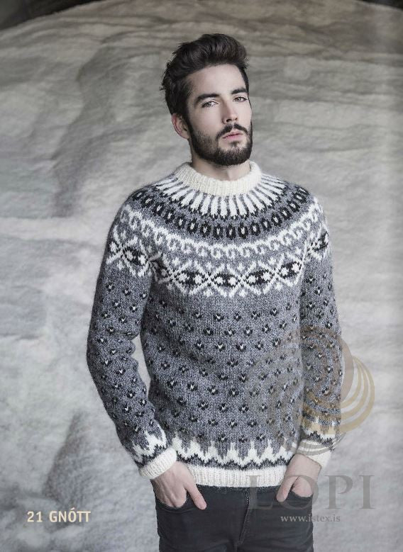 Icelandic sweaters and products - Gnótt Mens Wool Sweater Grey Tailor Made - NordicStore