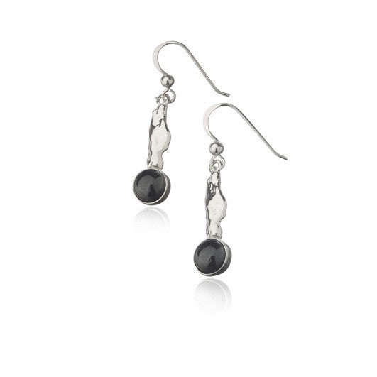 Icelandic sweaters and products - Black lava tear earrings - Long silver Jewelry - NordicStore