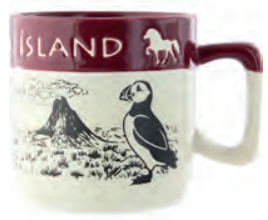 Mugg Two tone Iceland Puffin/horse/volcano