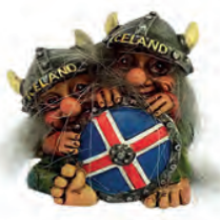 Viking trolls behind shield ICELAND 6 cm