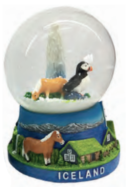 Snowglobe horse/puffin/geiser 45 mm