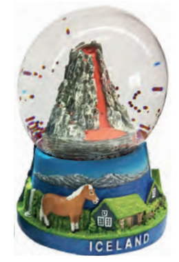 Snowglobe Volcano with red glitter 45 mm